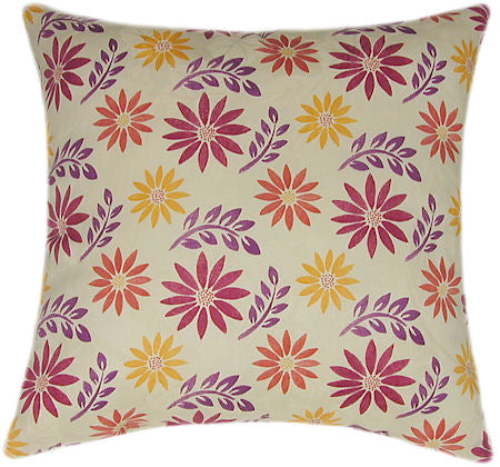 Carrera Cream Indoor Floral Decorative Pillow