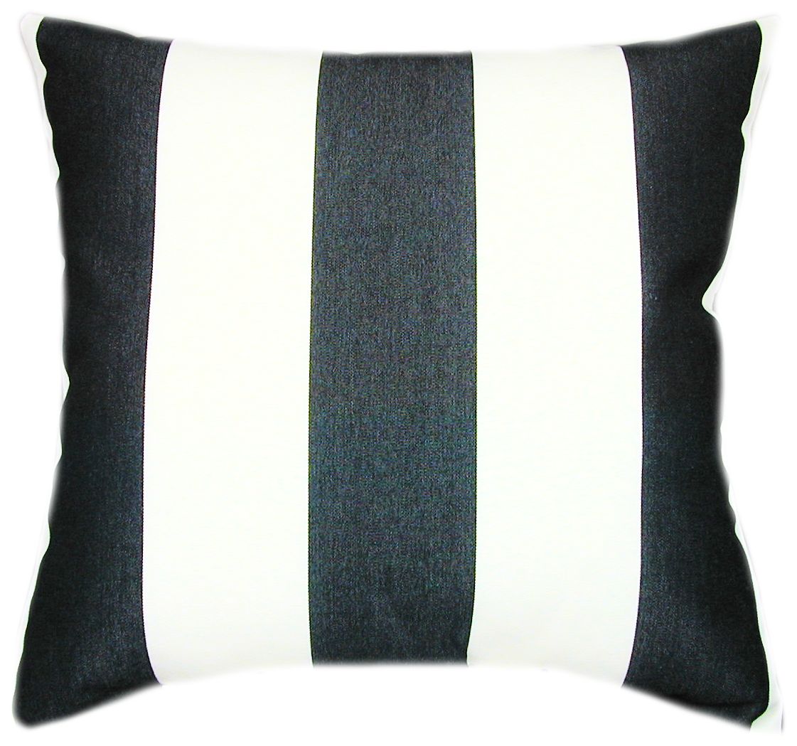 Sunbrella® Cabana Classic Black & White Indoor/Outdoor Striped Pillow