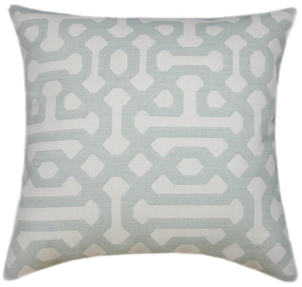 Sunbrella® Fretwork Mist Indoor/Outdoor Geometric Pillow