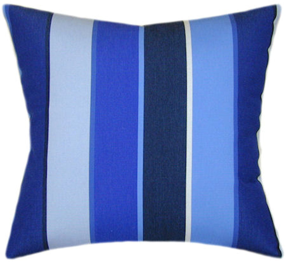 Sunbrella® Milano Cobalt Indoor/Outdoor Striped Pillow