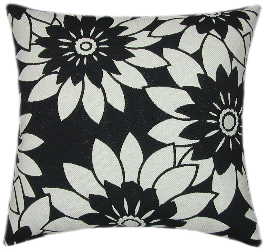 Floral Black & White Indoor Floral Decorative Pillow
