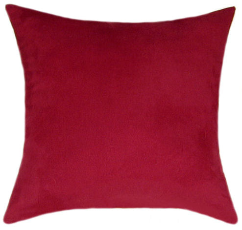 True Red Suede Solid Color Indoor Pillow