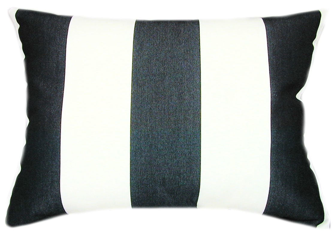 Sunbrella® Cabana Classic Black & White Indoor/Outdoor Striped Pillow