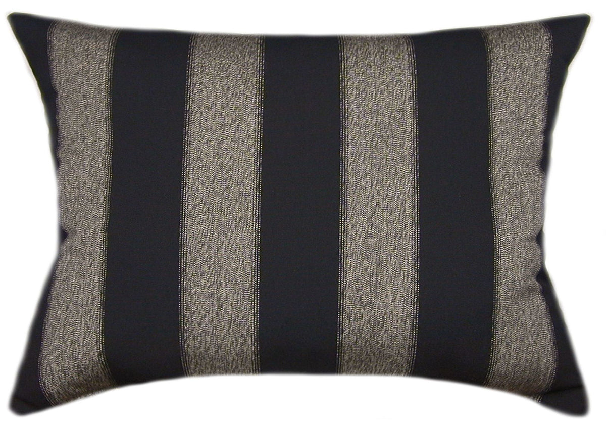 Sunbrella® Centered Onyx Indoor/Outdoor Striped Pillow
