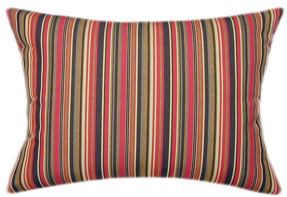 Sunbrella® Dorsett Cherry Indoor/Outdoor Striped Pillow