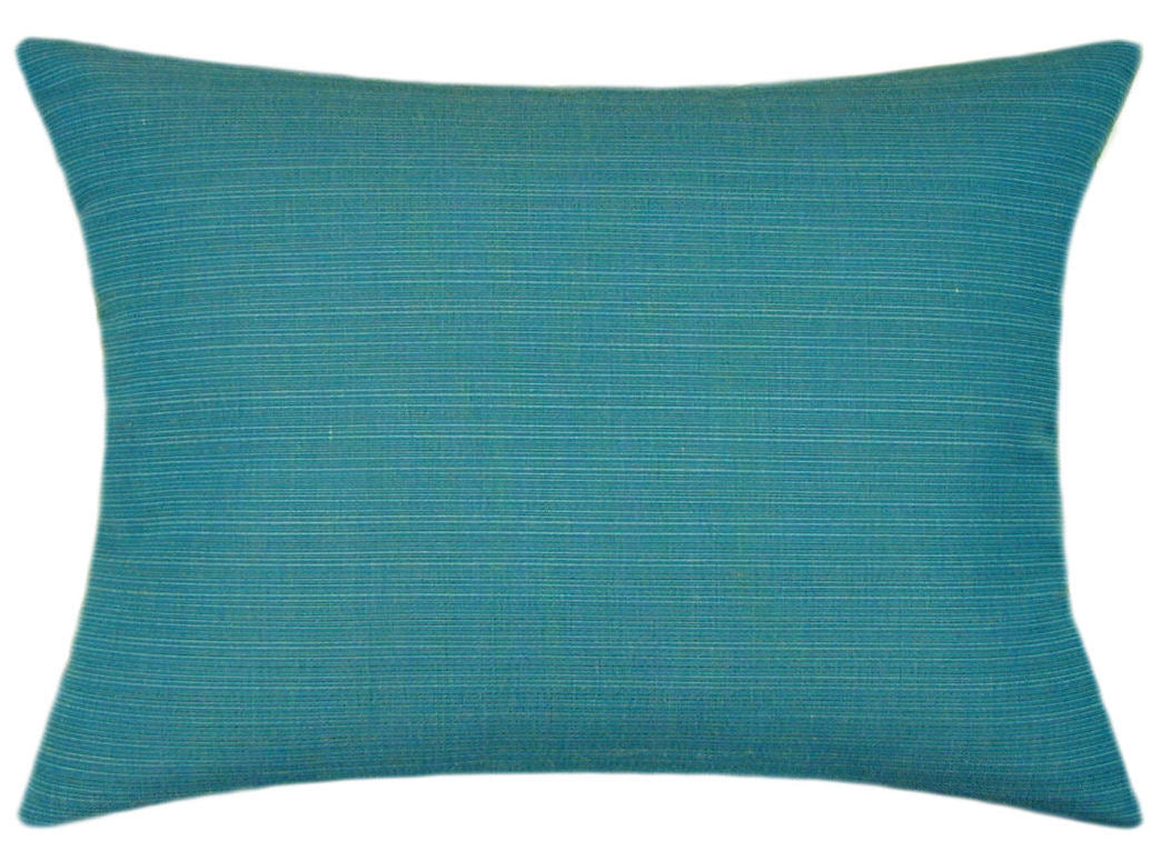 Sunbrella® Dupione Deep Sea Indoor/Outdoor Textured Solid Color Pillow
