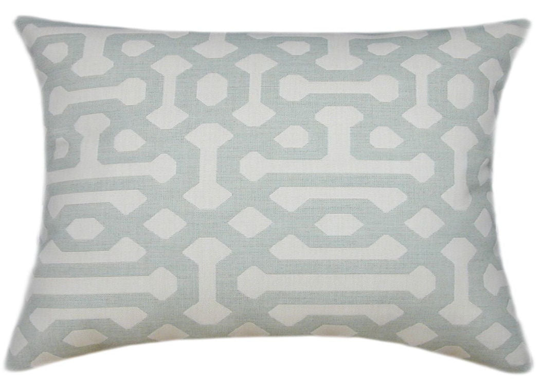 Sunbrella® Fretwork Mist Indoor/Outdoor Geometric Pillow
