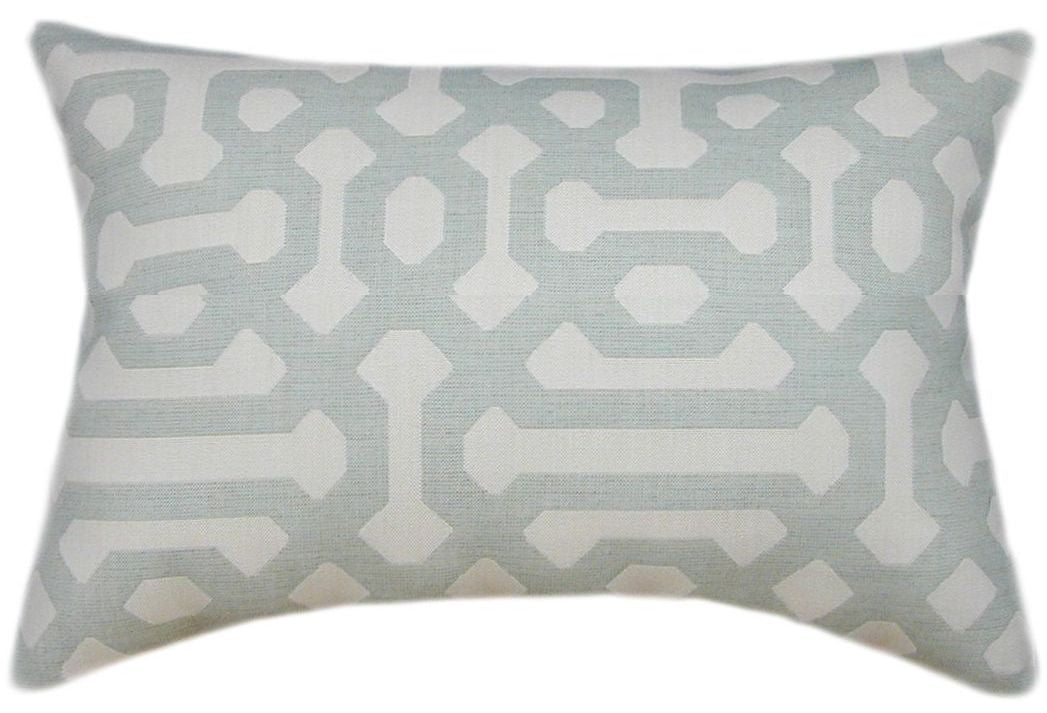 Sunbrella® Fretwork Mist Indoor/Outdoor Geometric Pillow