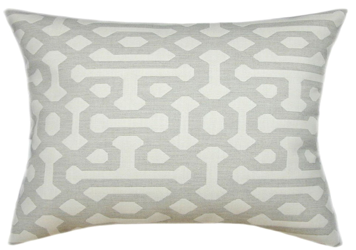 Sunbrella® Fretwork Pewter Indoor/Outdoor Geometric Pillow