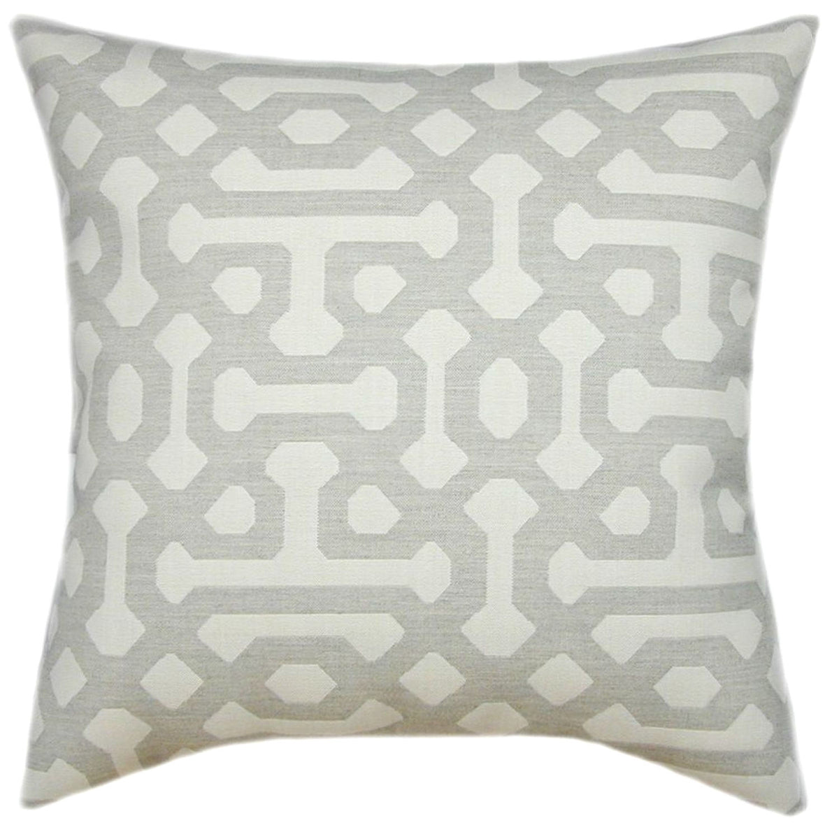 Sunbrella® Fretwork Pewter Indoor/Outdoor Geometric Pillow