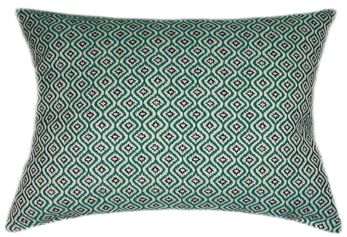 Sunbrella® Komo Vetiver Indoor/Outdoor Emerald Green Geometric Pillow