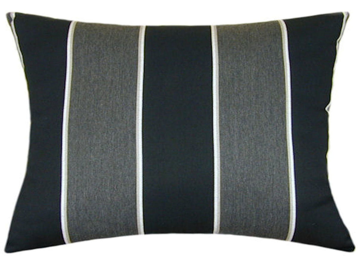 Sunbrella® Peyton Granite Indoor/Outdoor Striped Pillow