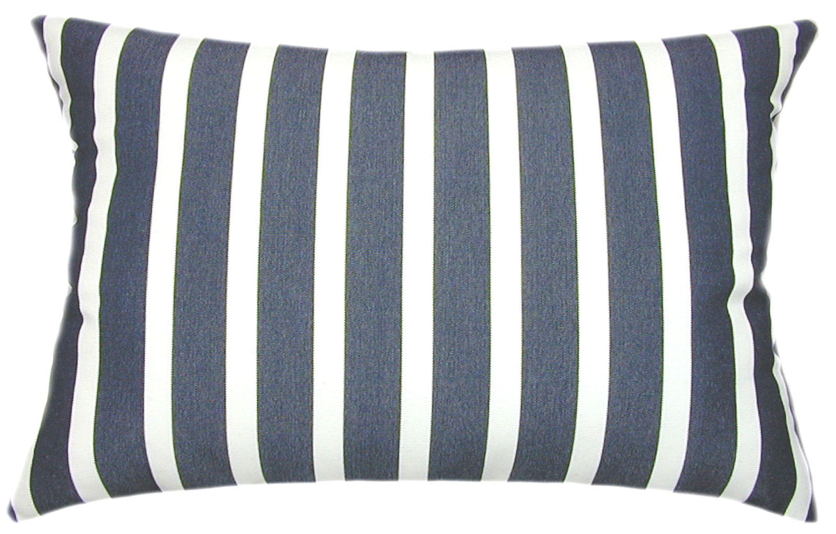 Sunbrella® Shore Navy Blue Indoor/Outdoor Striped Pillow