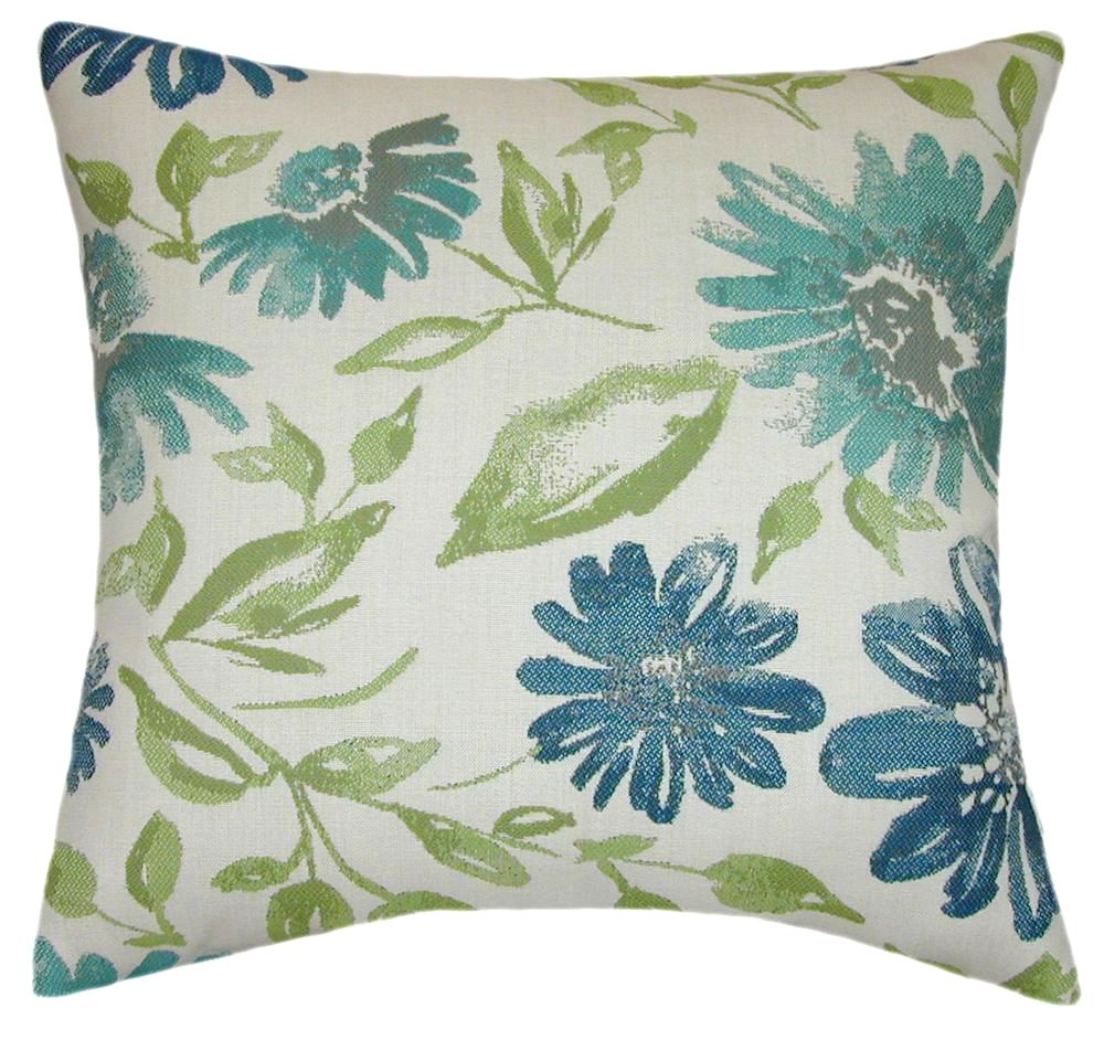 Sunbrella® Violetta Baltic Indoor/Outdoor Floral Pillow