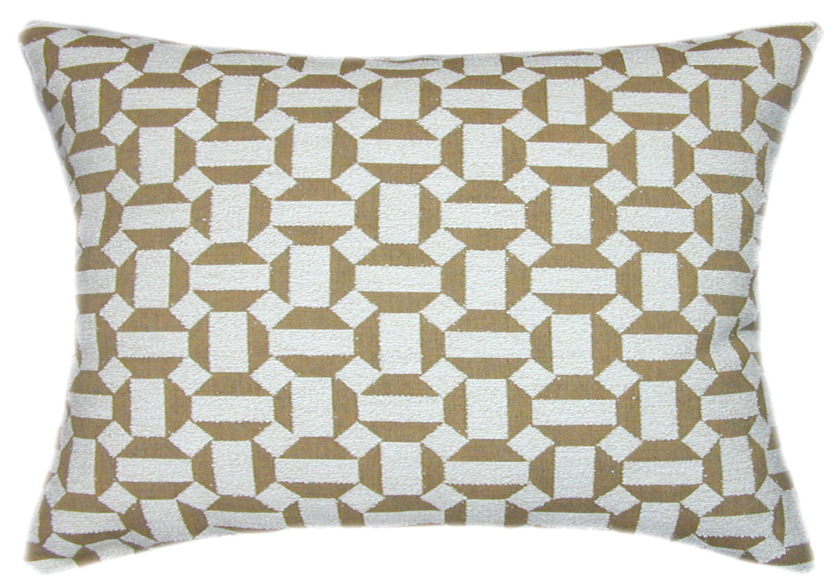 Sunbrella® Assemble II Teak Indoor/Outdoor Geometric Pillow