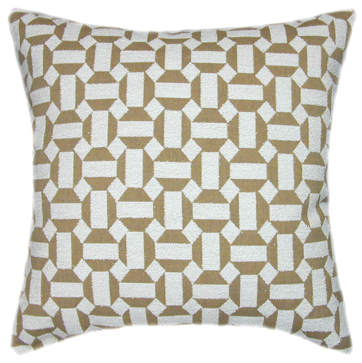 Sunbrella® Assemble II Teak Indoor/Outdoor Geometric Pillow