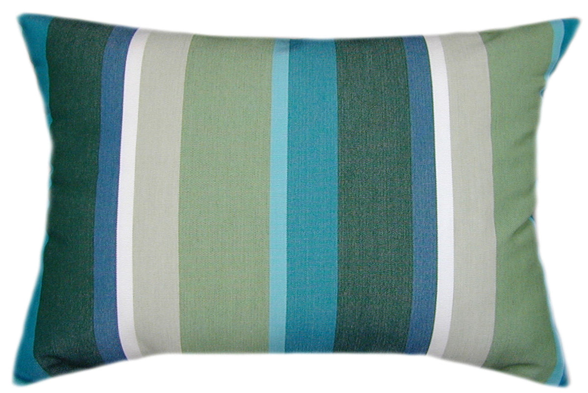 Sunbrella® Beaming Lagoon Indoor/Outdoor Striped Pillow