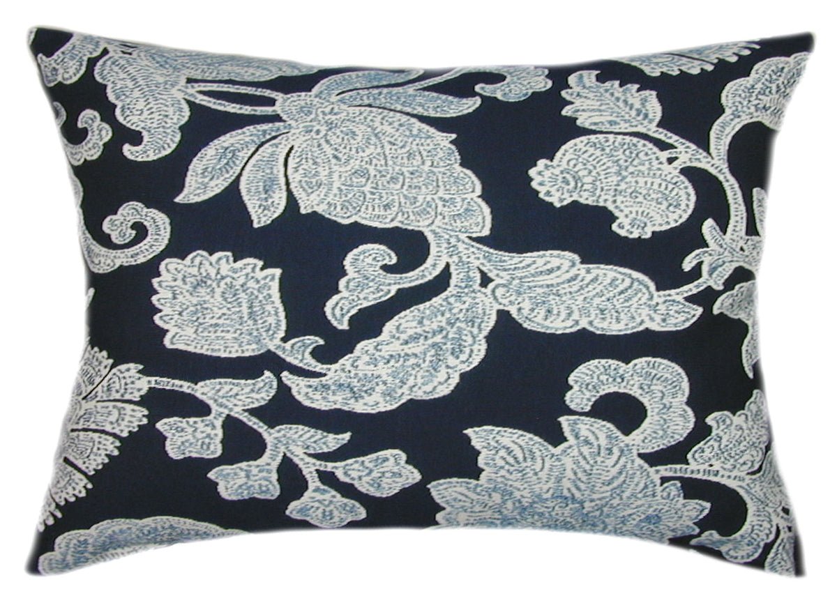 Sunbrella® Floral Song Navy Indoor/Outdoor Floral Pillow