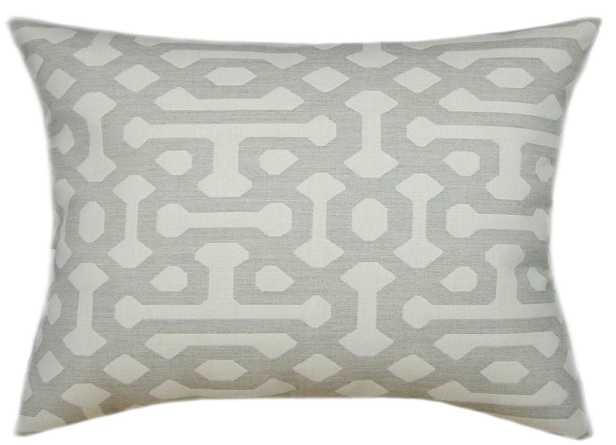 Sunbrella® Fretwork Pewter Indoor/Outdoor Geometric Pillow