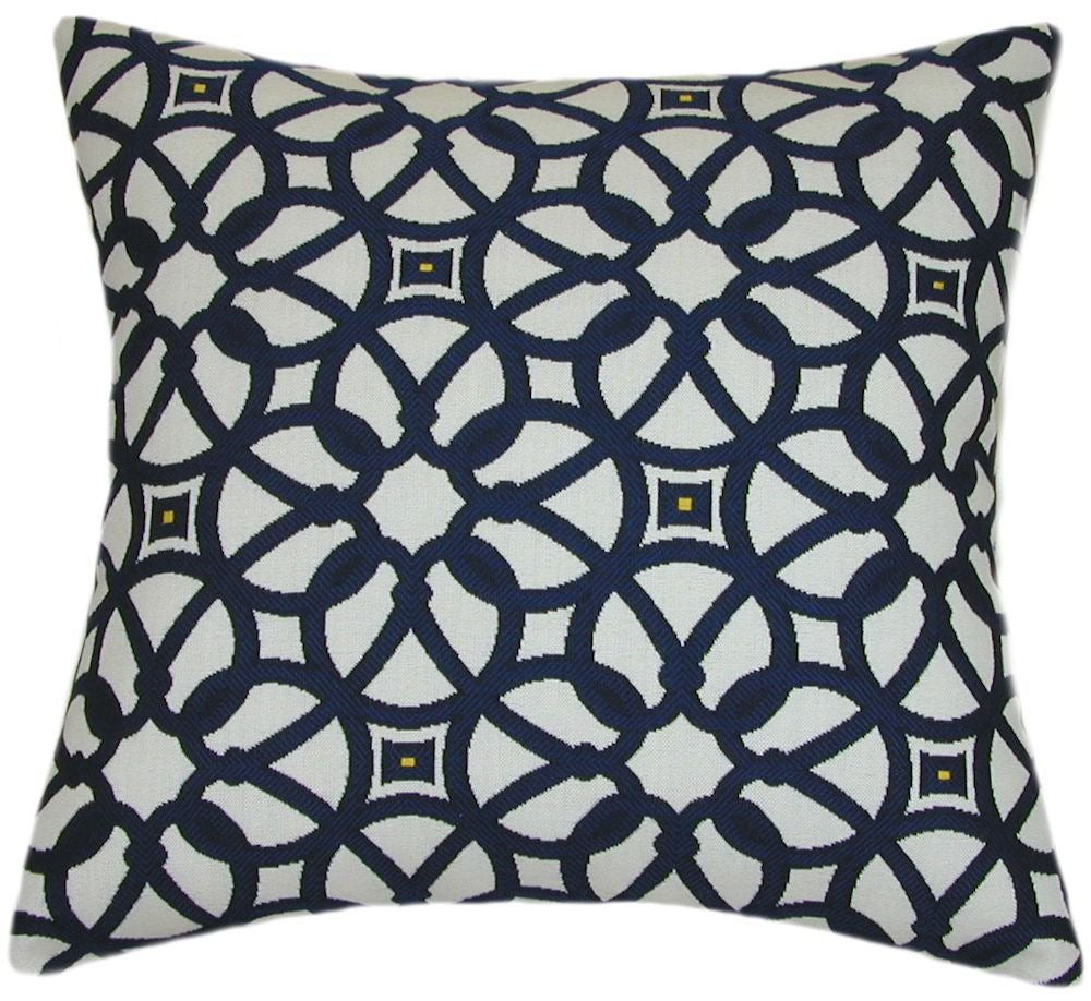Sunbrella® Luxe Indigo Indoor/Outdoor Geometric Pillow