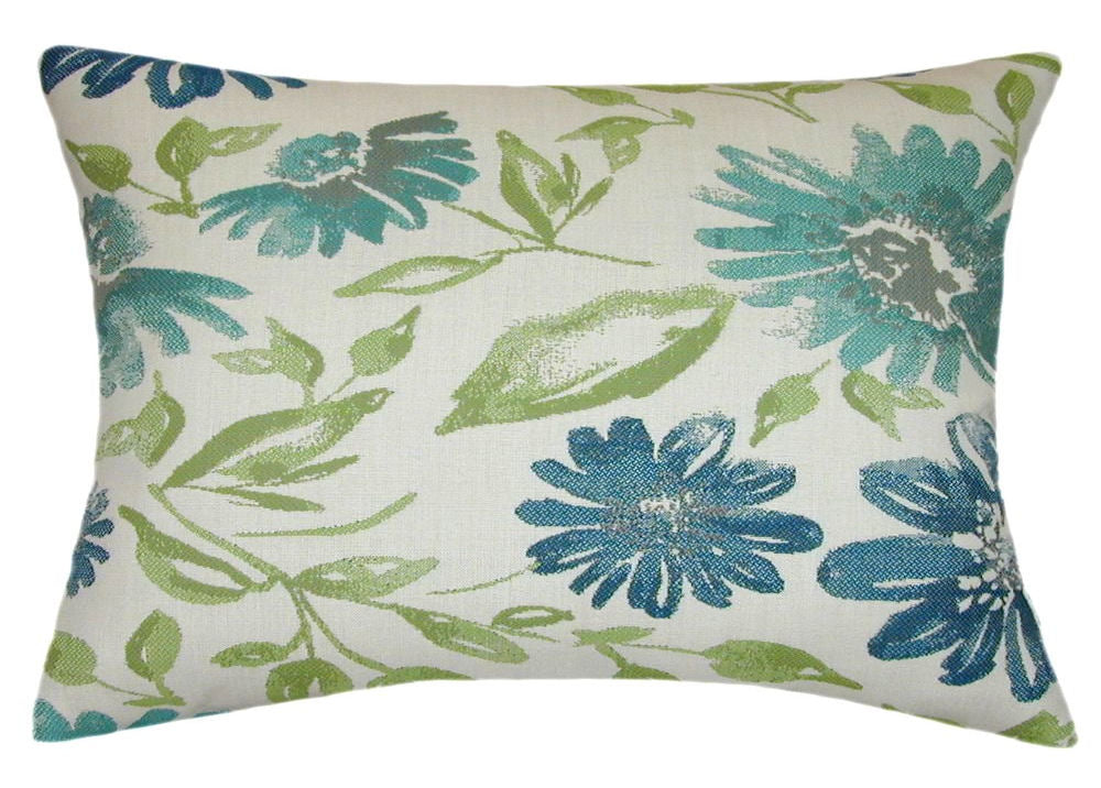 Sunbrella® Violetta Baltic Indoor/Outdoor Floral Pillow