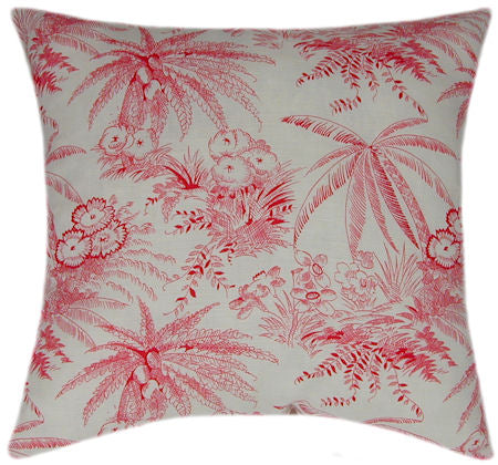 Tropical Red Indoor Floral Decorative Pillow