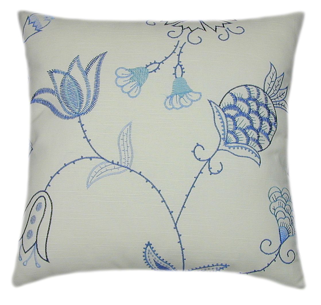 Wedgewood Embroidery Indoor Floral Decorative Pillow